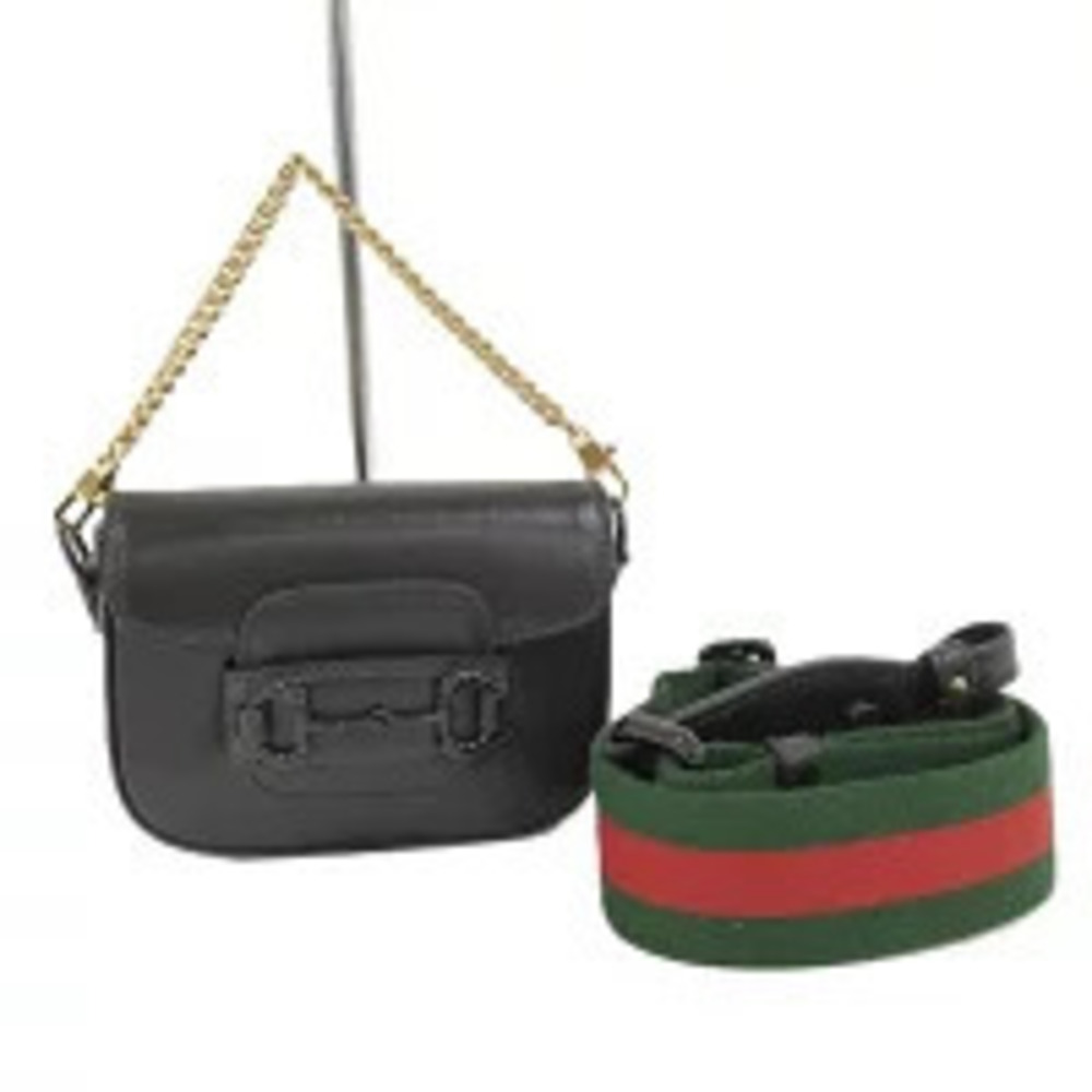 Gucci Bag Shoulder Horsebit Black Leather Sherry - Picture 2 of 9